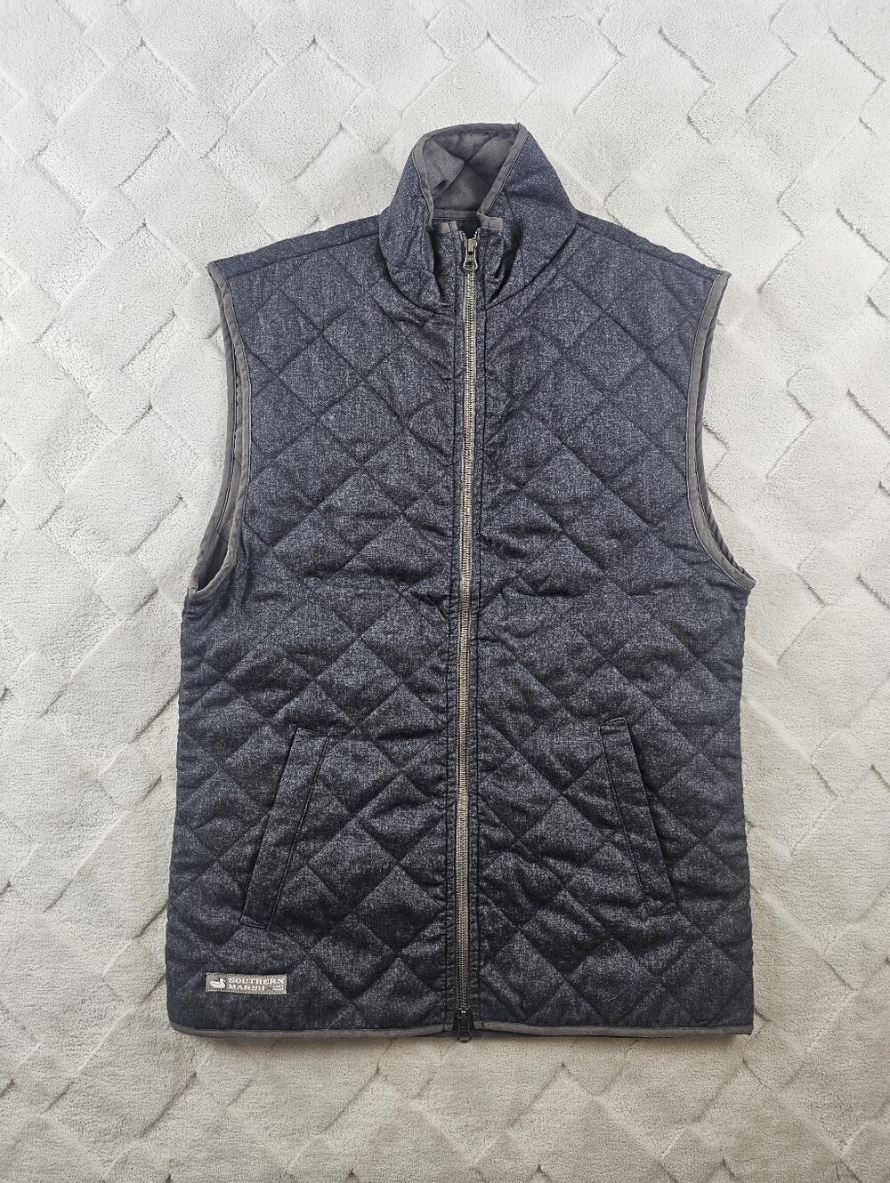 Southern Marsh Quilted Vest Jacket Mens Extra Small Gray Preppy Golf Casual